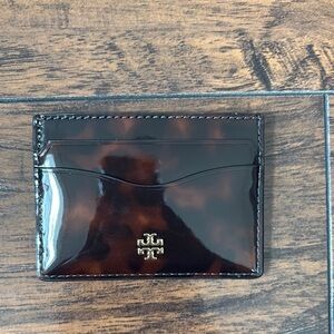 Tory Burch Brown Key Card Holder with Glossy Finish